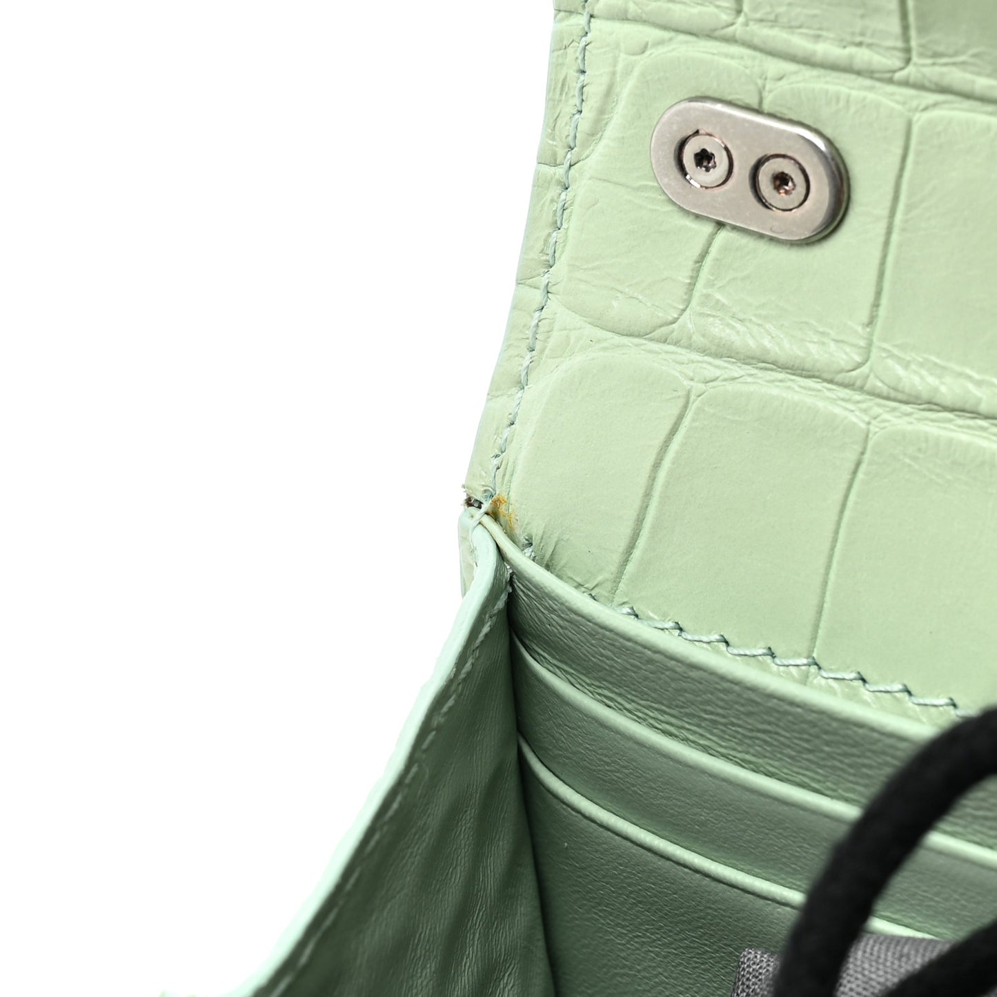 Extra Supple Calfskin Crocodile Embossed Gossip Chain Bag XS Light Green