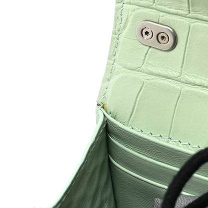 Balenciaga Extra Supple Calfskin Crocodile Embossed Gossip Chain Bag XS Light Green 12 of 14