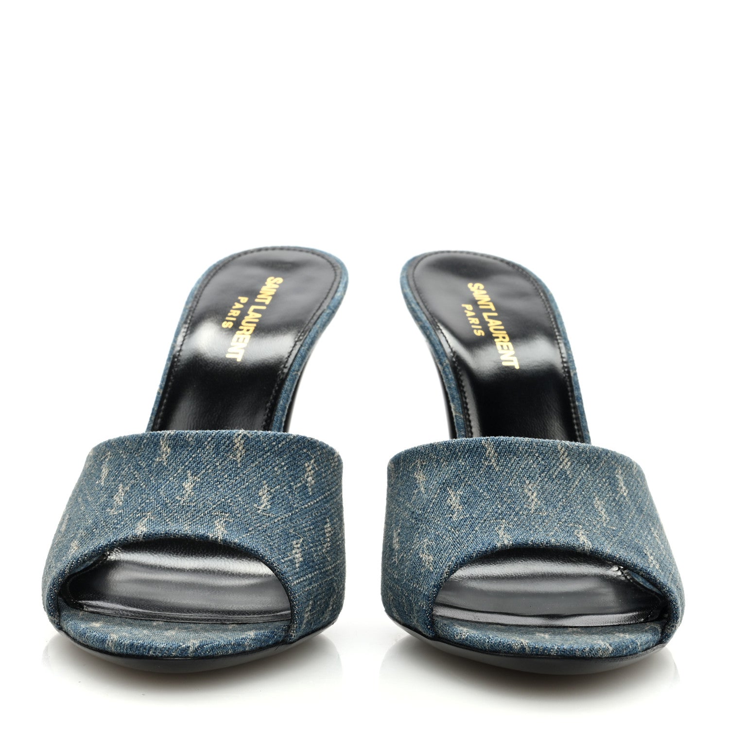 Saint Laurent Denim Monogram La 16 Mule Sandals 40 Blue Jeans 3 of 7