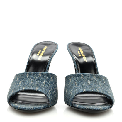 Saint Laurent Denim Monogram La 16 Mule Sandals 40 Blue Jeans 3 of 7