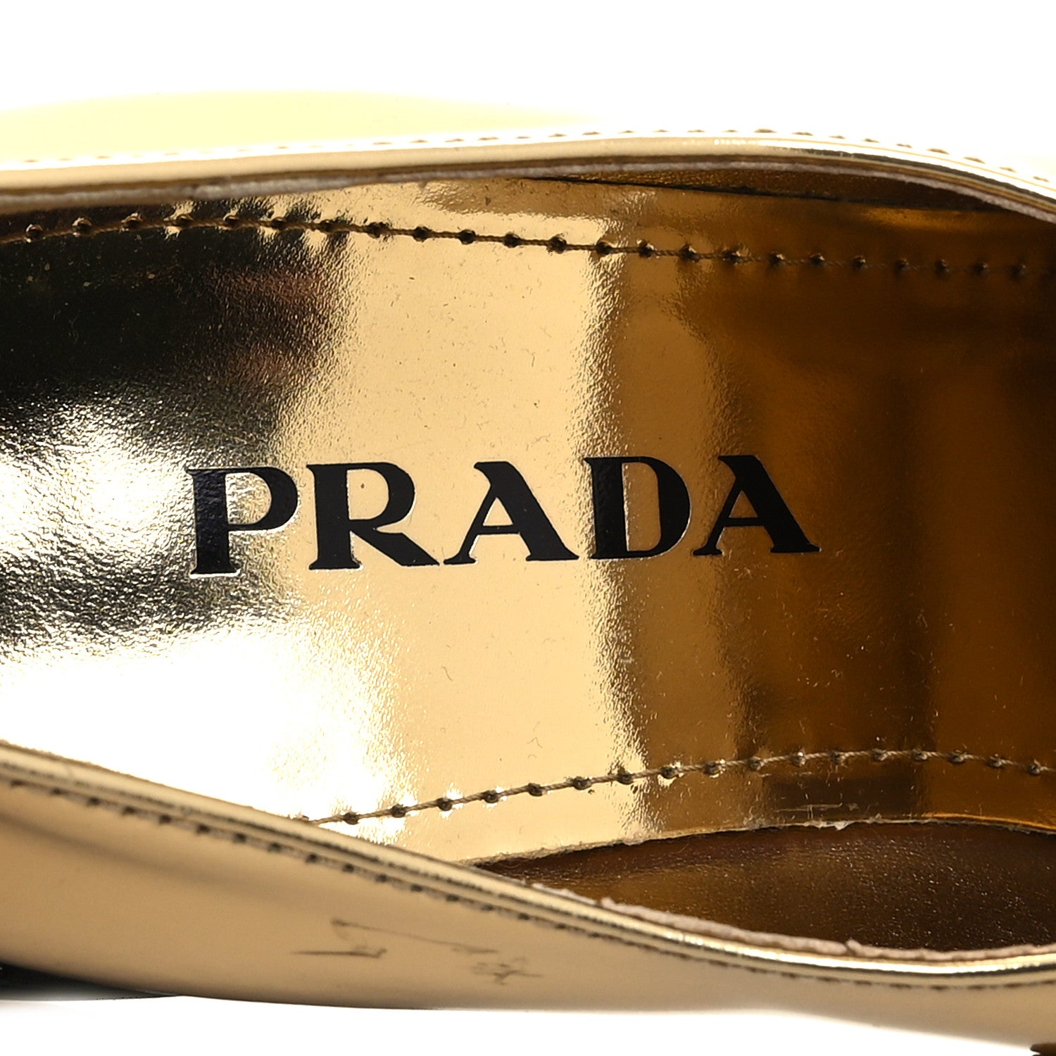 Prada Metallic Brushed Calfskin Metal Triangle Logo 50mm Loafers 39 Platino 8 of 10