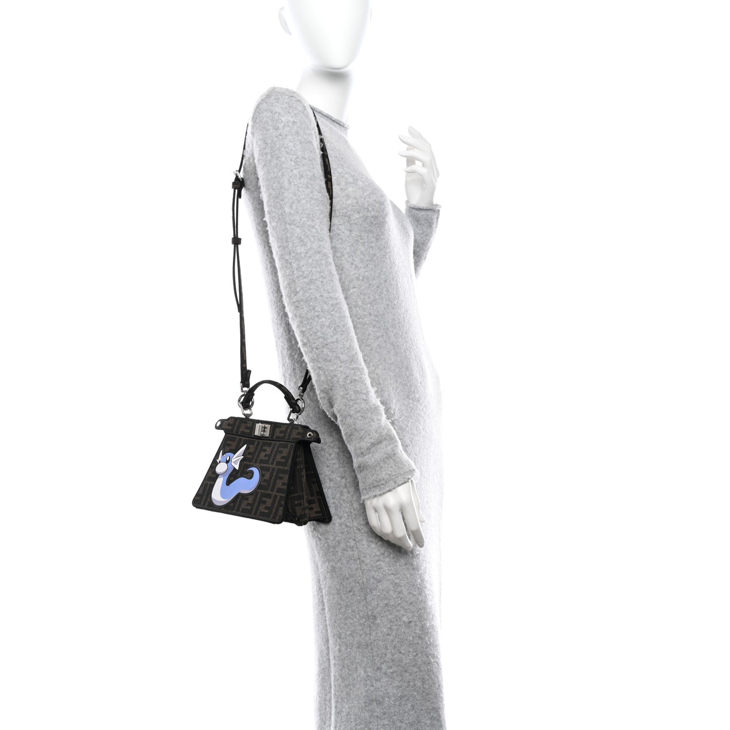 X FRGMT X POKEMON Fabric Jacquard FF 1974 Pokemon Inlay Peekaboo I See U Petite Satchel Tobacco Moro Blue