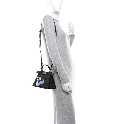 Fendi X FRGMT X POKEMON Fabric Jacquard FF 1974 Pokemon Inlay Peekaboo I See U Petite Satchel Tobacco Moro Blue 2 of 11