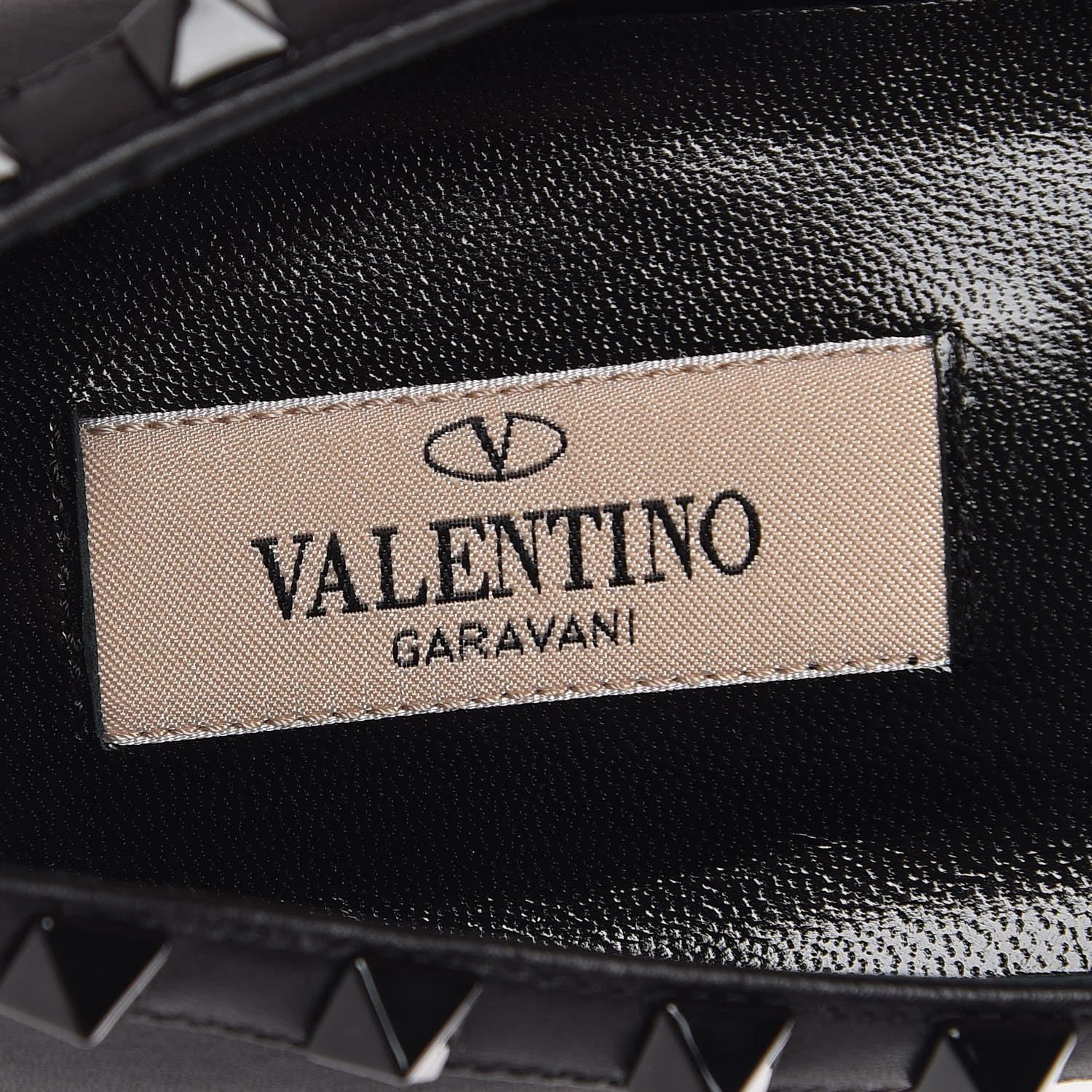 Valentino Garavani Calfskin Lacquered Monochrome Rockstud Ballerina Flats 37 Black 6 of 9