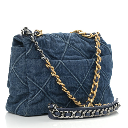 Chanel Denim Quilted Large Chanel 19 Flap Blue 3 of 11
