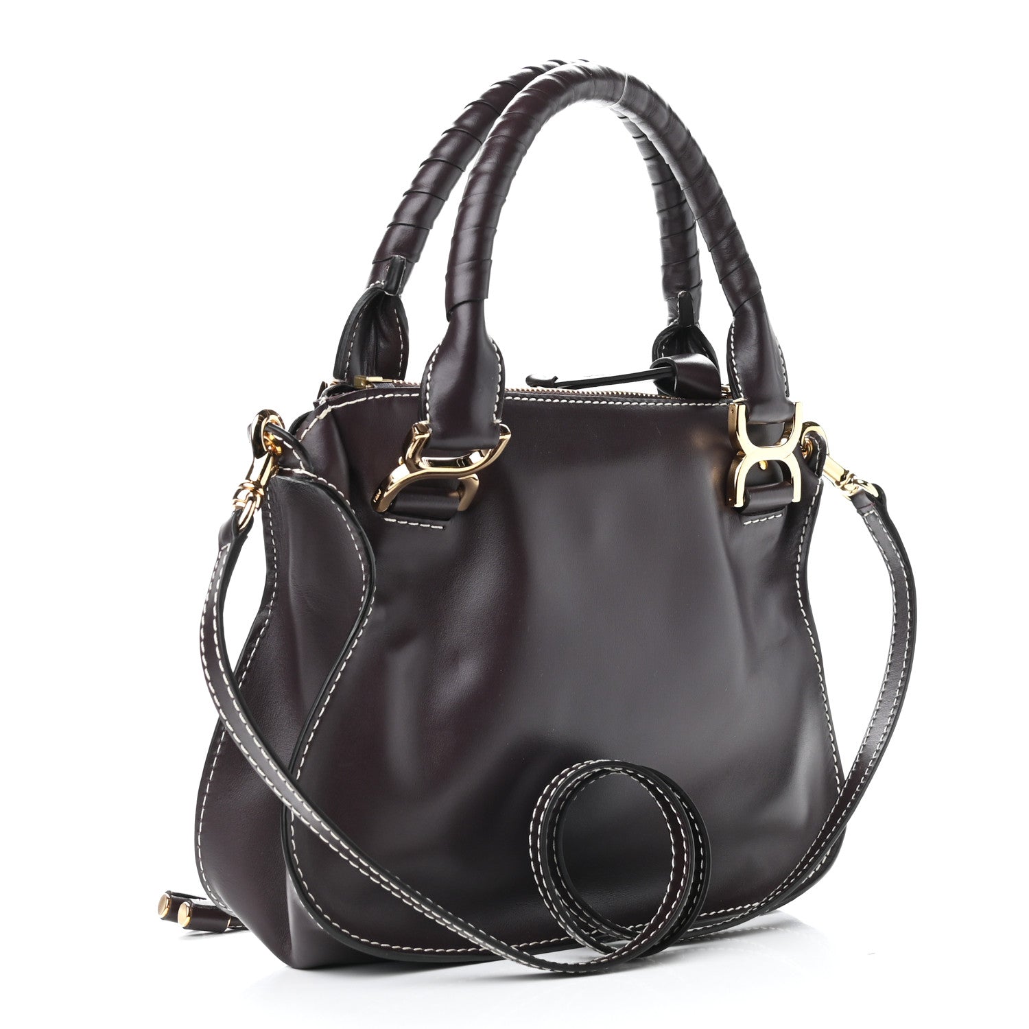 Chloe Smooth Calfskin Small Marcie Satchel Black Raisin 3 of 9