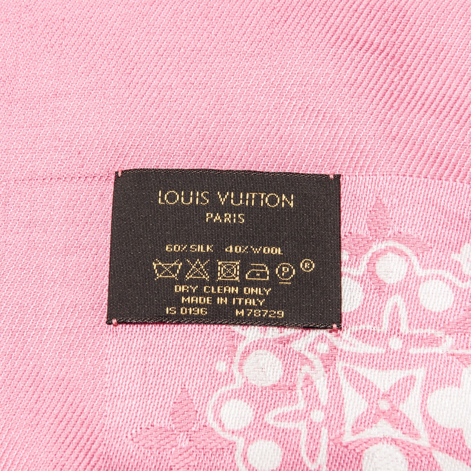 Louis Vuitton Silk Wool Amstramgram Shawl Pink 6 of 6
