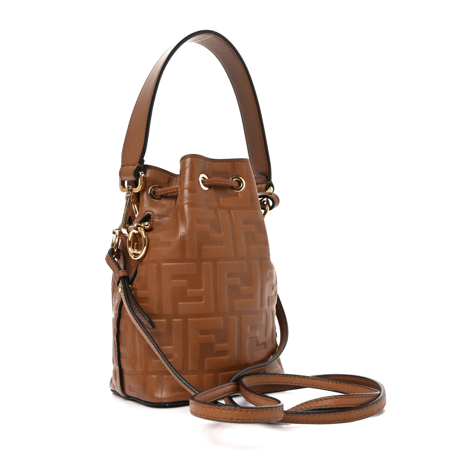 Fendi Vitello Cristallo Nature F is Fendi FF 1974 Embossed Mini Mon Tresor Bucket Bag Cuoio 2 of 9