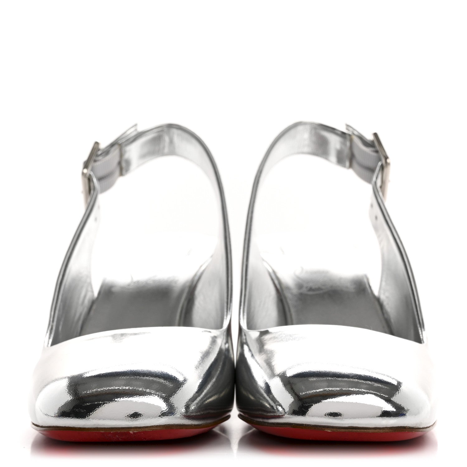 Christian Louboutin Specchio Minny Sling 70 Pump 38.5 Silver 3 of 11