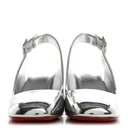 Christian Louboutin Specchio Minny Sling 70 Pump 38.5 Silver 3 of 11