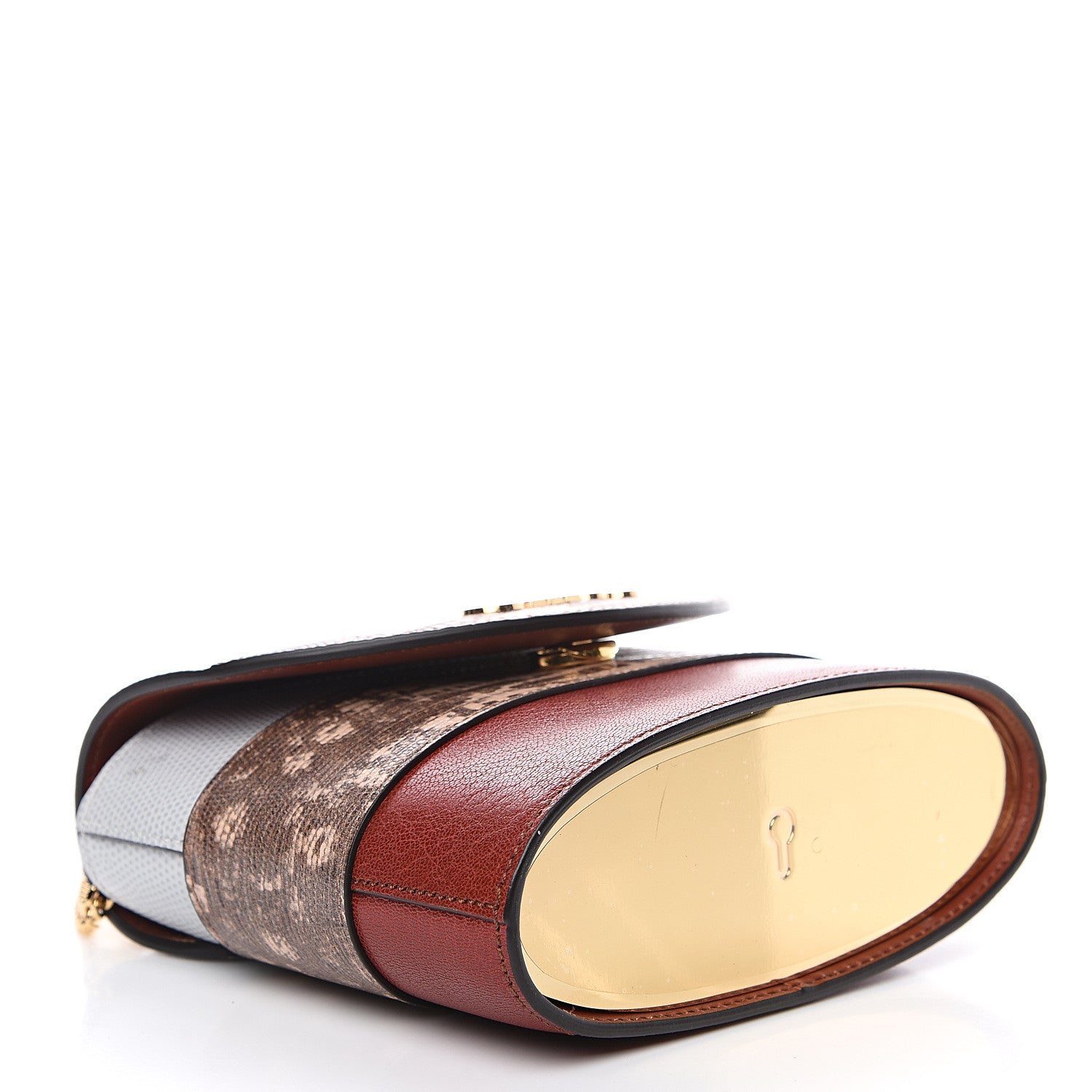 Chloe Calfskin Lizard Embossed Small Aby Lock Sepia Brown 3 of 8