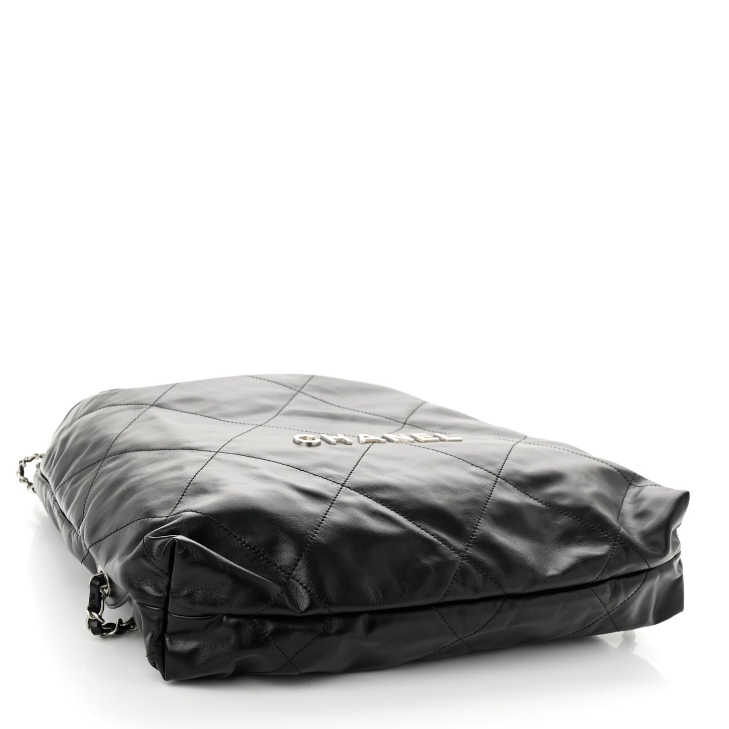 Shiny Calfskin Quilted Chanel 22 Backpack Black