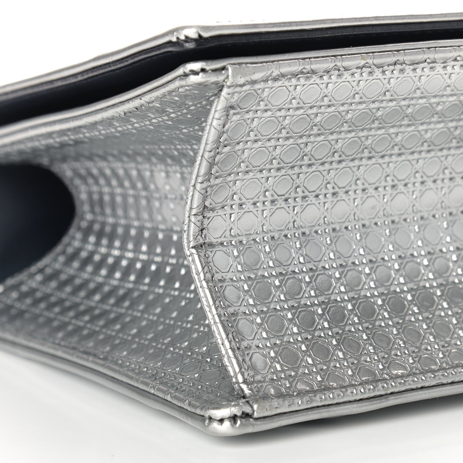 Christian Dior Metallic Patent Micro-Cannage Medium Diorama Flap Bag Silver 9 of 11
