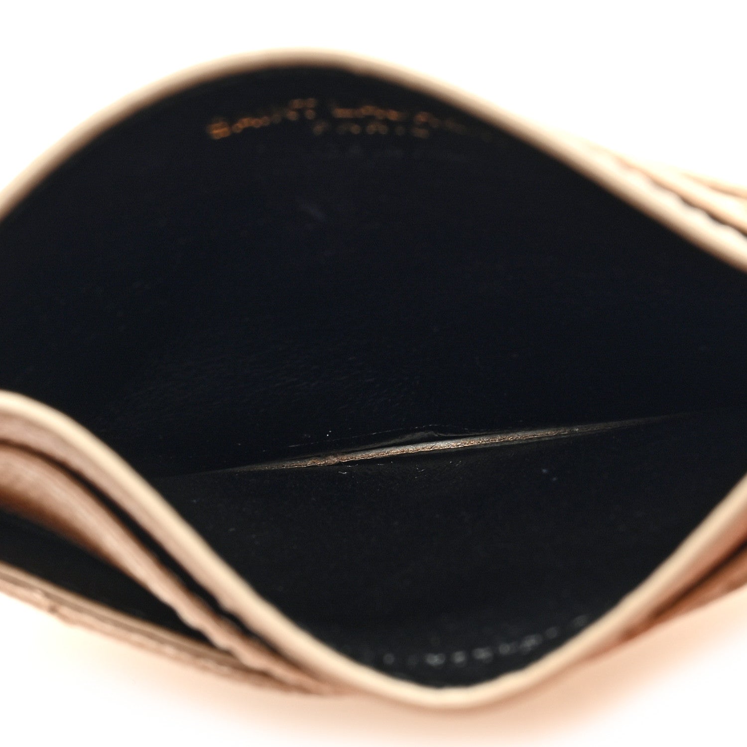 Saint Laurent Grain De Poudre Matelasse Chevron Monogram Credit Card Case Dark Beige 5 of 6