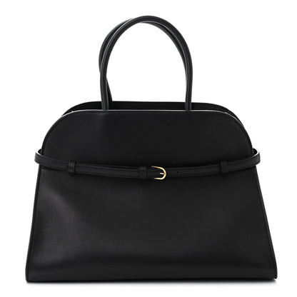 The Row Polished Saddle Calfskin Soft Margaux Belt 12 Black 1 of 9