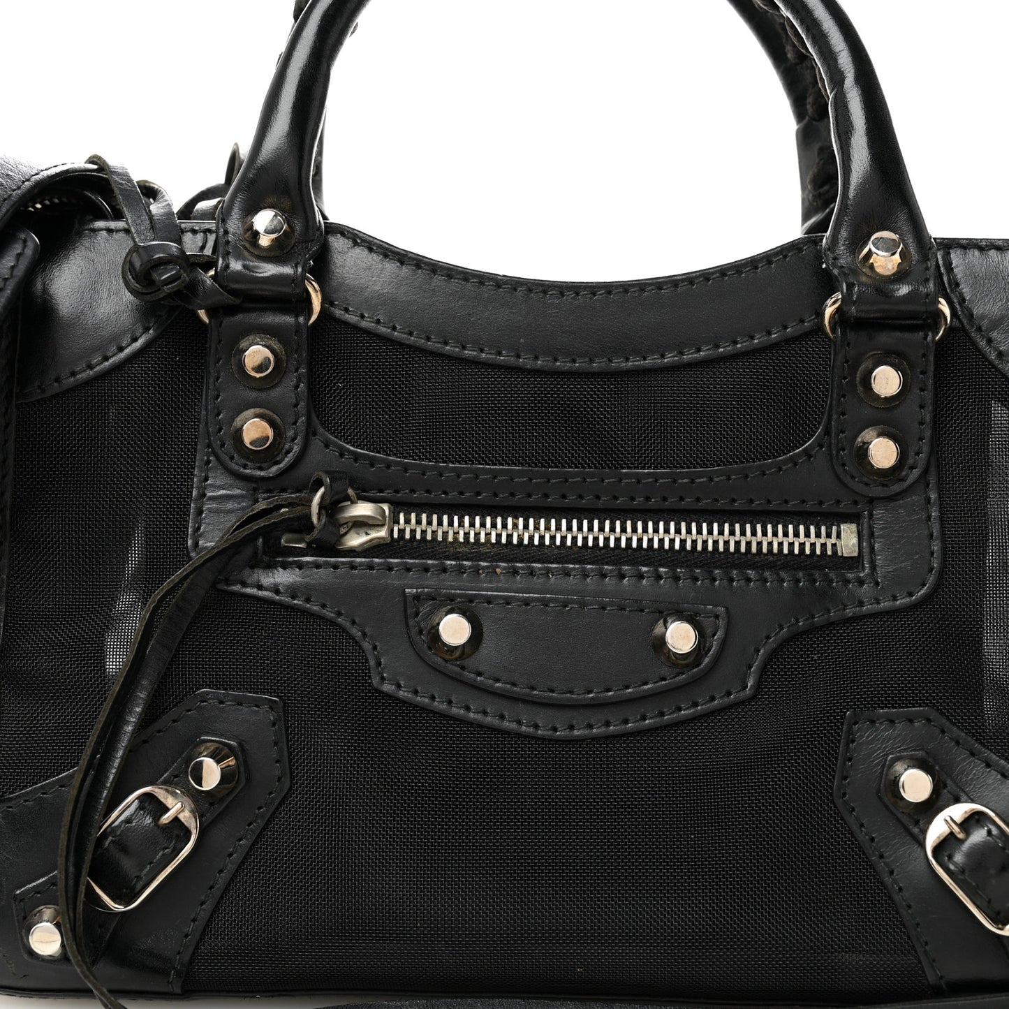 Mesh Calfskin Classic Silver Hardware Mini City Black