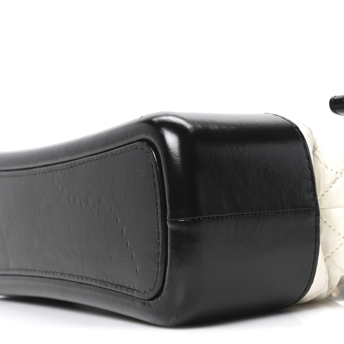 Aged Calfskin Quilted Medium Gabrielle Hobo Black White