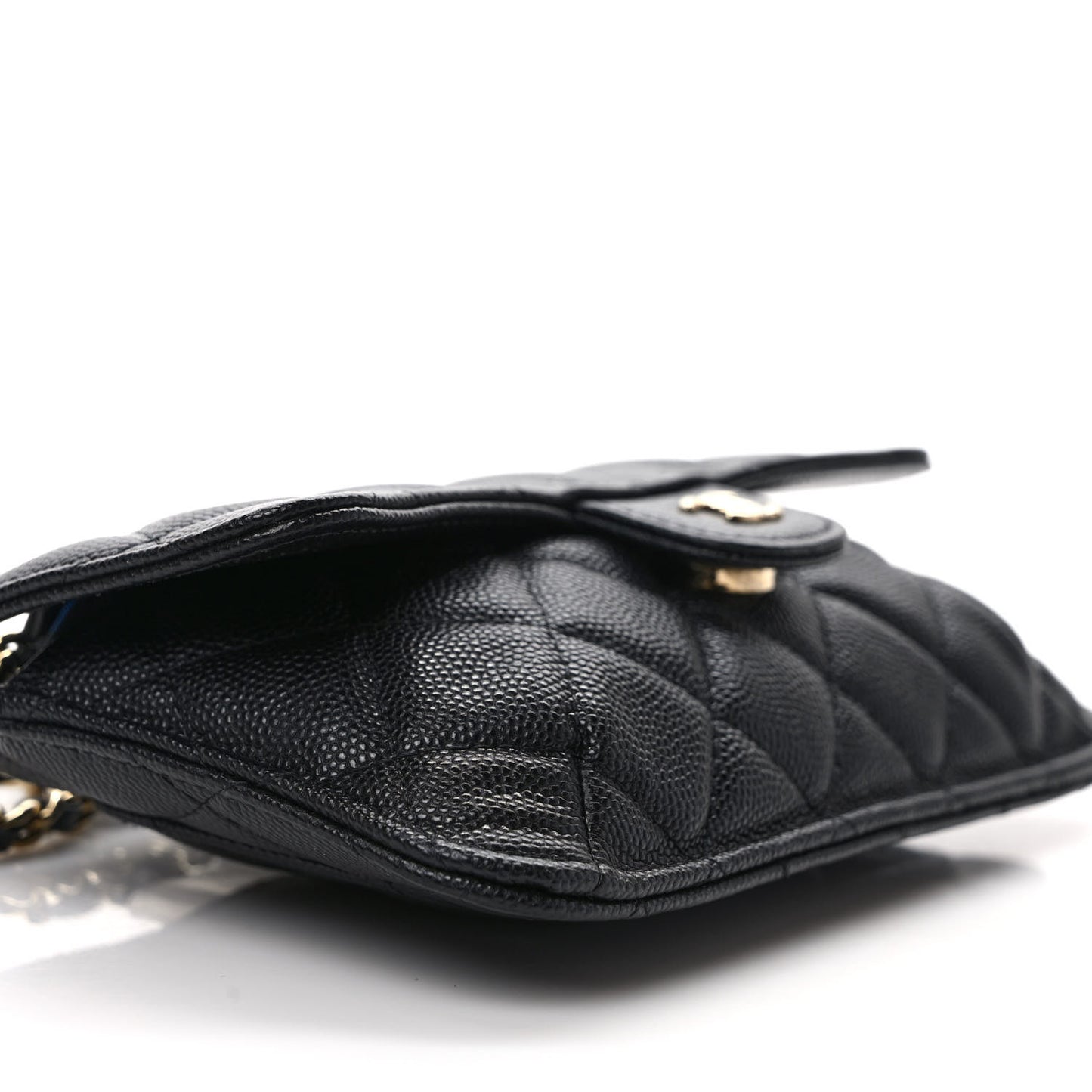 Caviar Fabric Foldable Tote Bag With Chain Black Multicolor