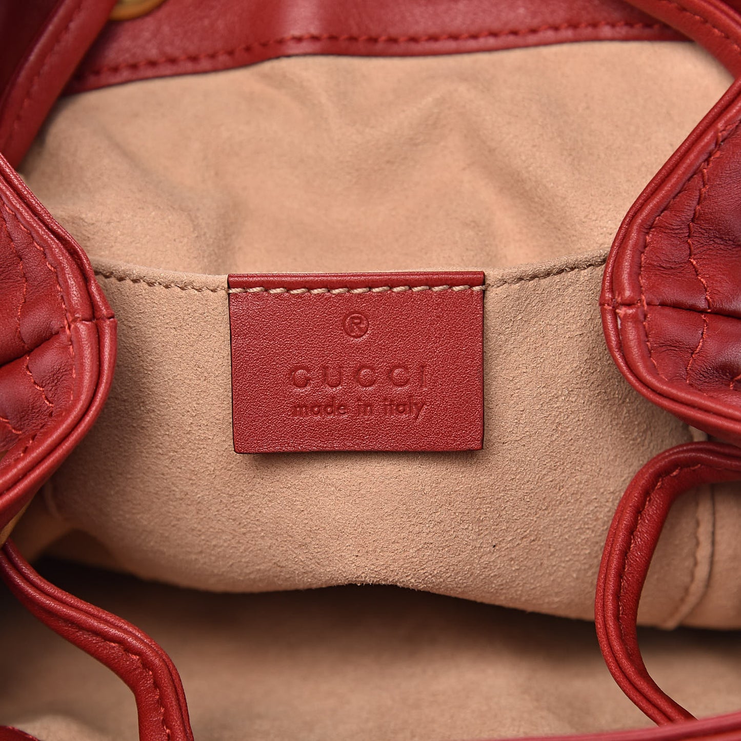 Calfskin Matelasse GG Marmont Flap Backpack Hibiscus Red