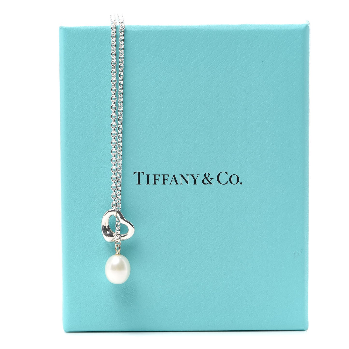 Sterling Silver Pearl 7.5-8mm Elsa Peretti Open Heart Lariat Necklace