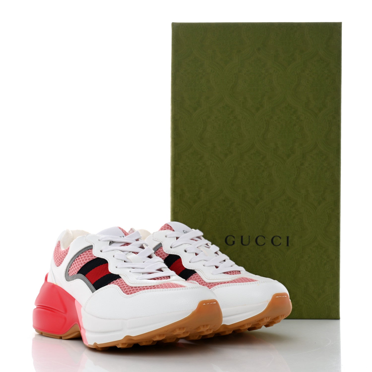 Gucci Lavaredo Eco Fabric Mesh Web Womens Rhyton Reflective Sneakers 36.5 Great White Water Rose Silver 8 of 8