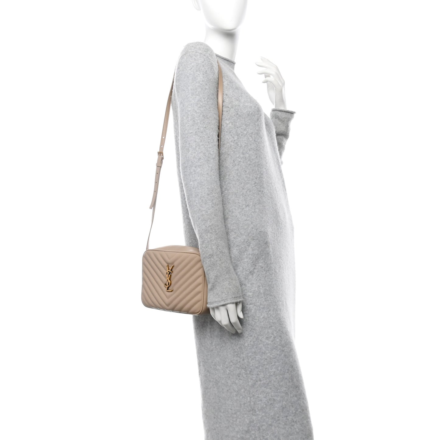 Calfskin Matelasse Monogram Lou Camera Bag Dark Beige