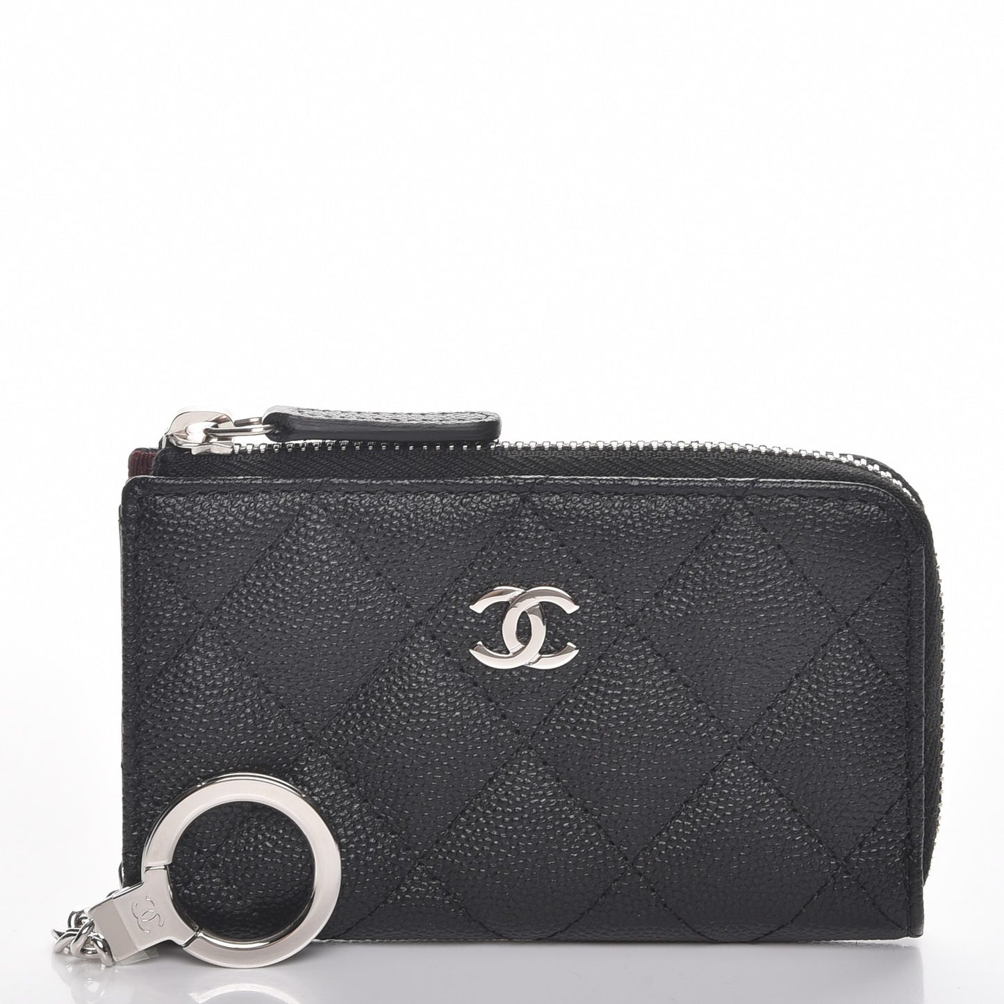 Caviar Quilted Key Holder Case Black