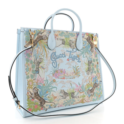 Gucci New Shangai Calfskin Tiger Savanah Textured Calfskin Medium Tote Chalky White Multicolor 2 of 11