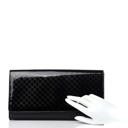 Gucci Patent Microguccissima Medium Broadway Clutch Black 2 of 12