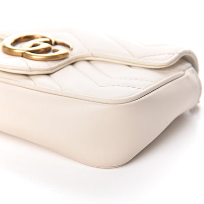 Gucci Calfskin Matelasse Super Mini GG Marmont Shoulder Bag White 10 of 12
