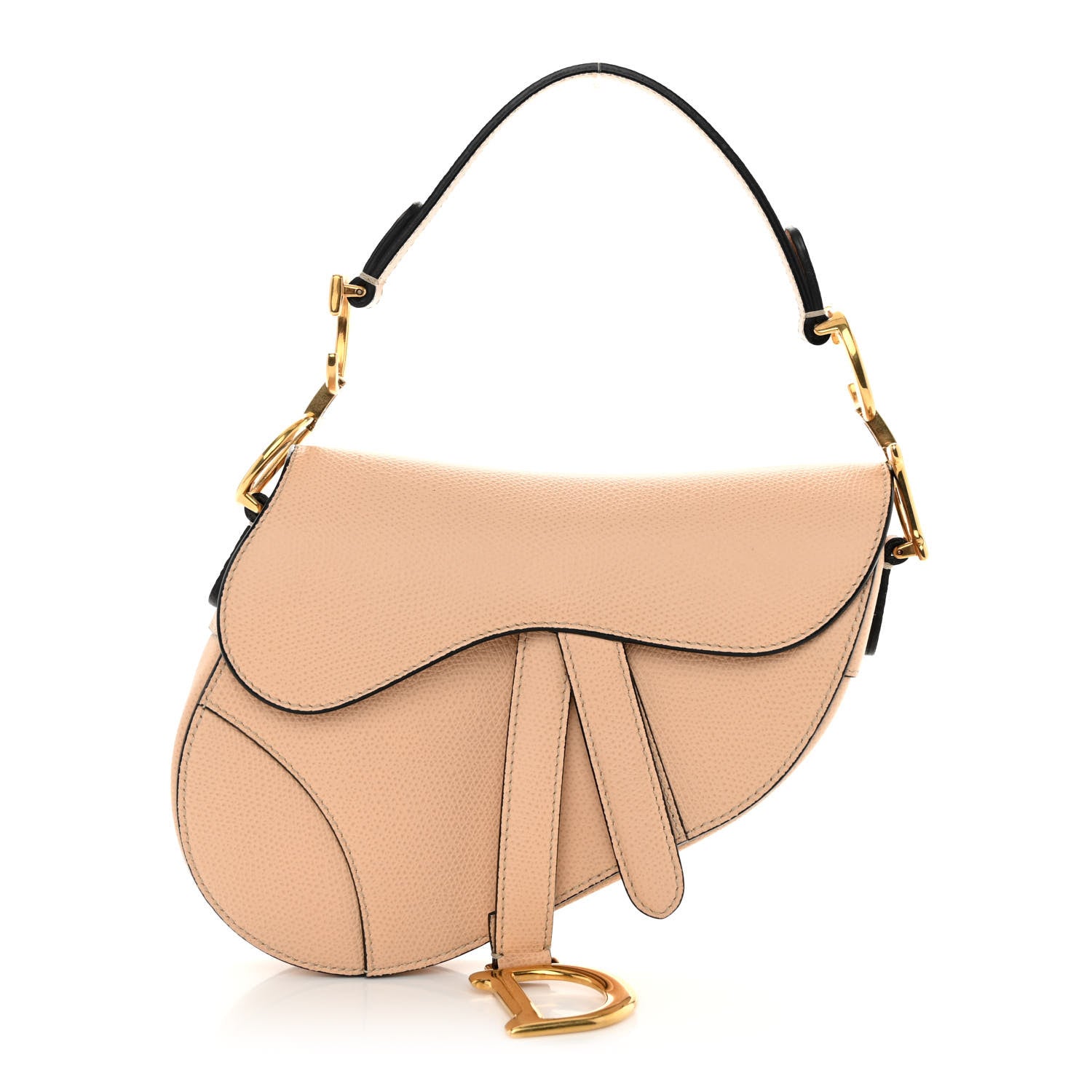 Christian Dior Grained Calfskin Mini Saddle Bag Beige 1 of 9