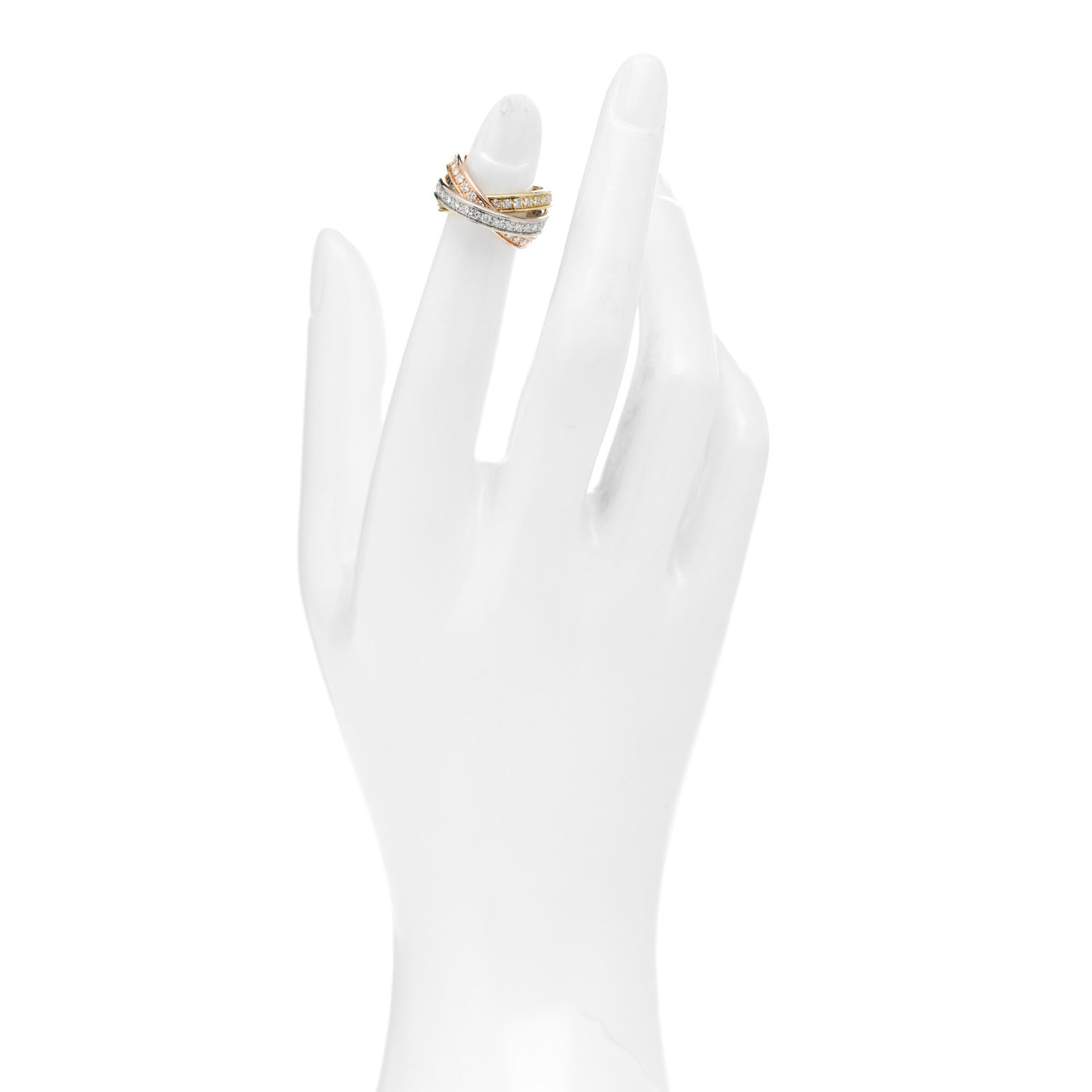 18K White Yellow Pink Gold Diamond Trinity Ring 48 4.5