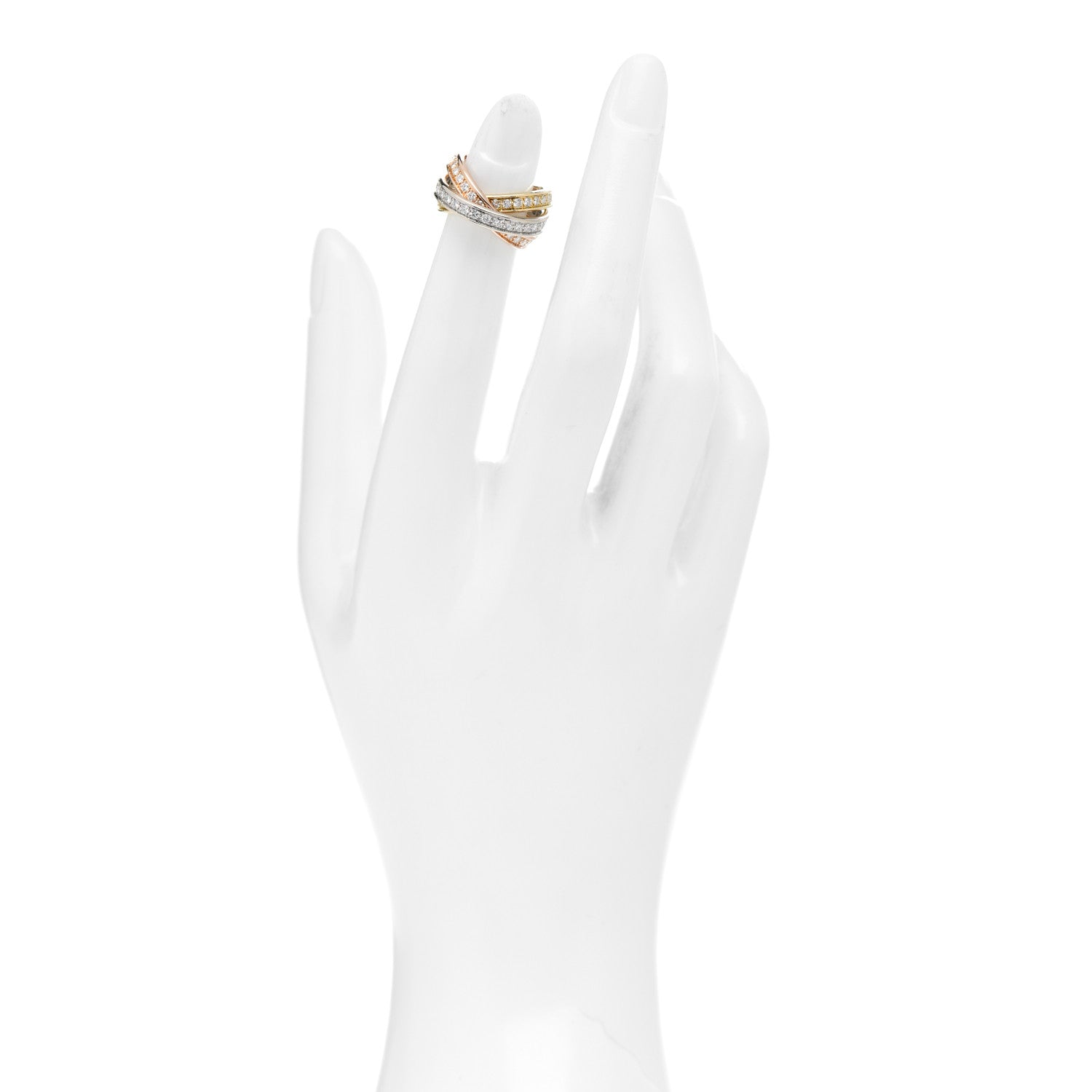 Cartier 18K White Yellow Pink Gold Diamond Trinity Ring 48 4.5 2 of 4