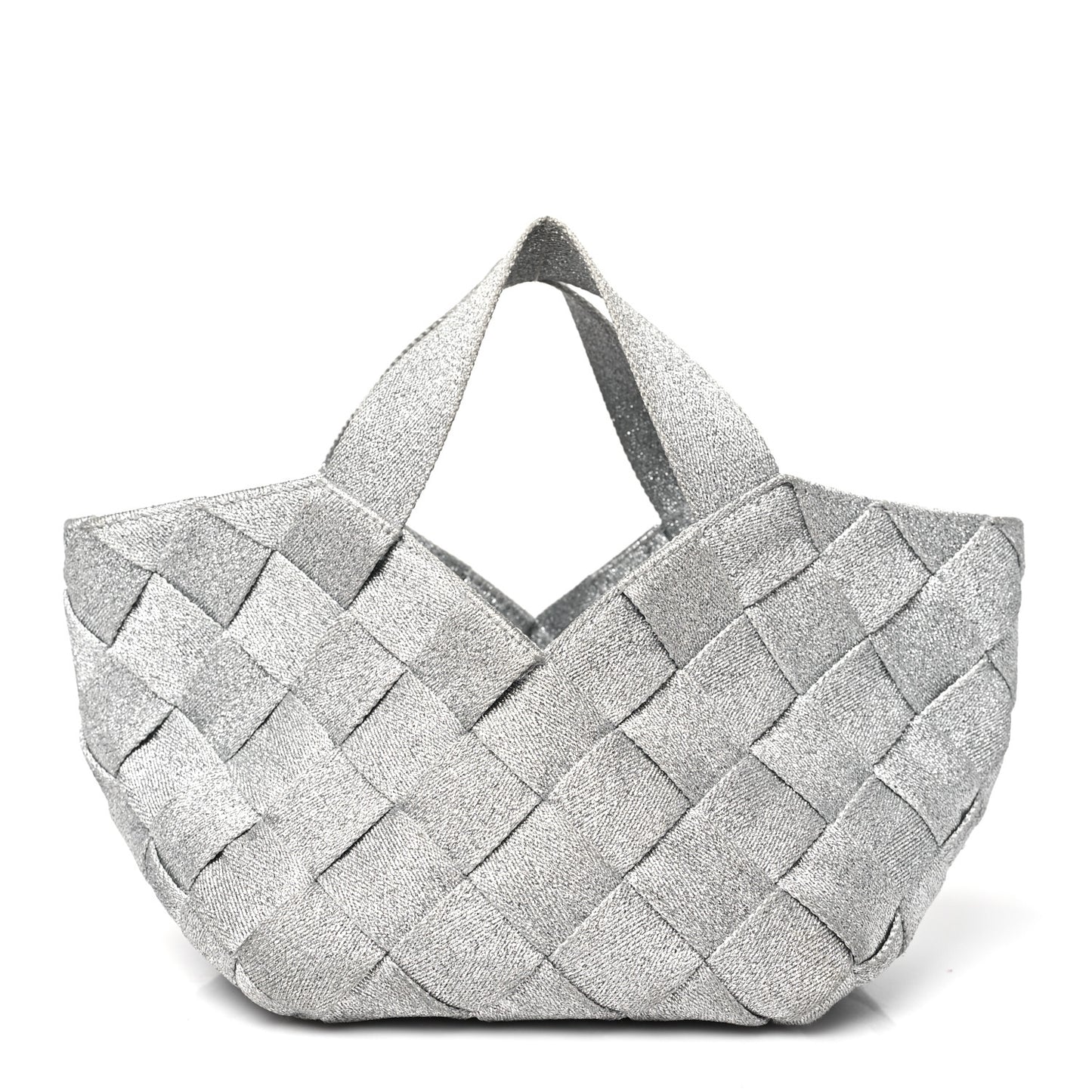 Webbing Maxi Intrecciato Mini Cassette Tote Silver