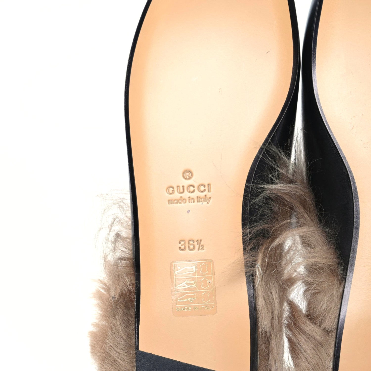 Gucci Calfskin Fur Flame Princetown Slippers 36.5 Black 6 of 8