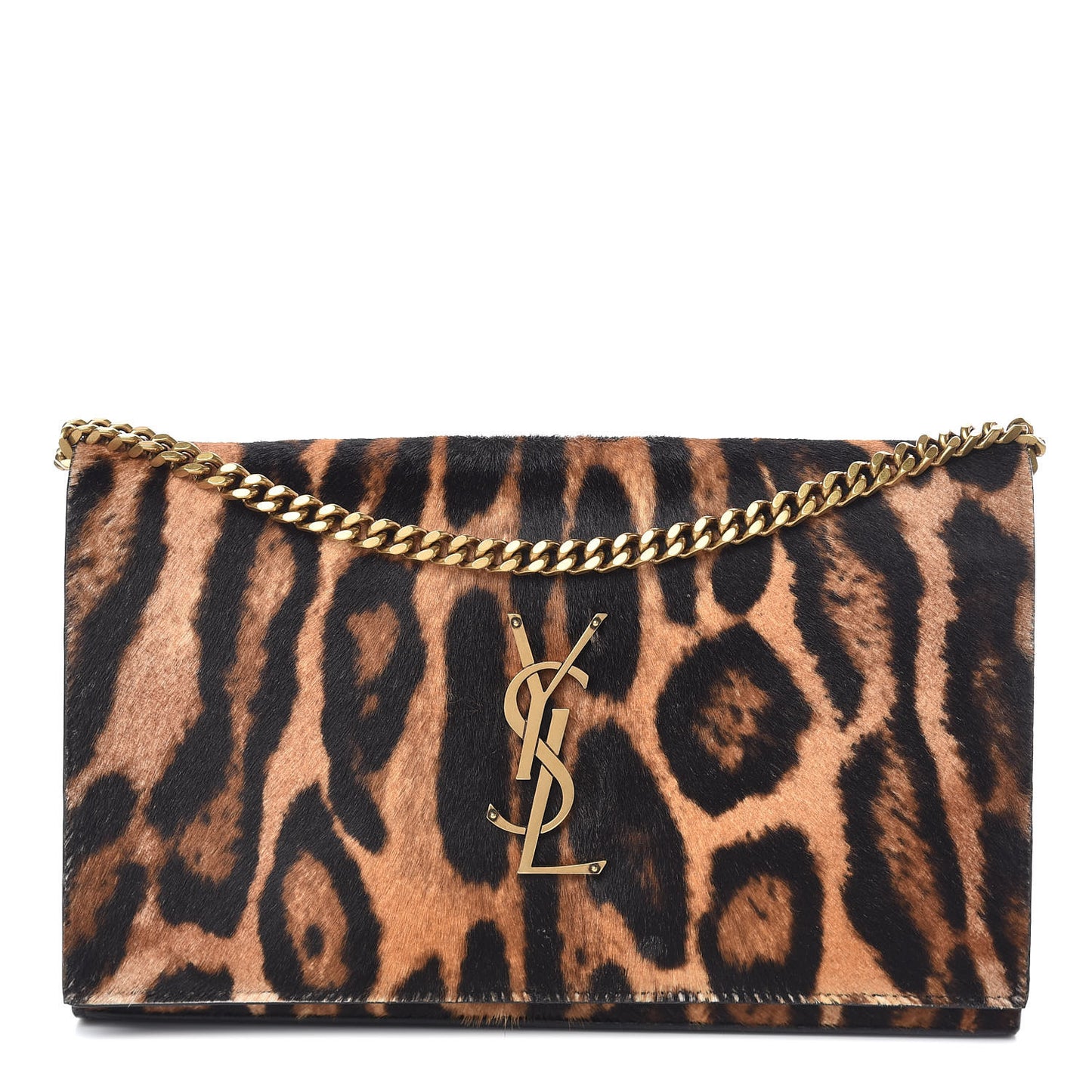Calf Hair Monogram Chain Wallet Leopard