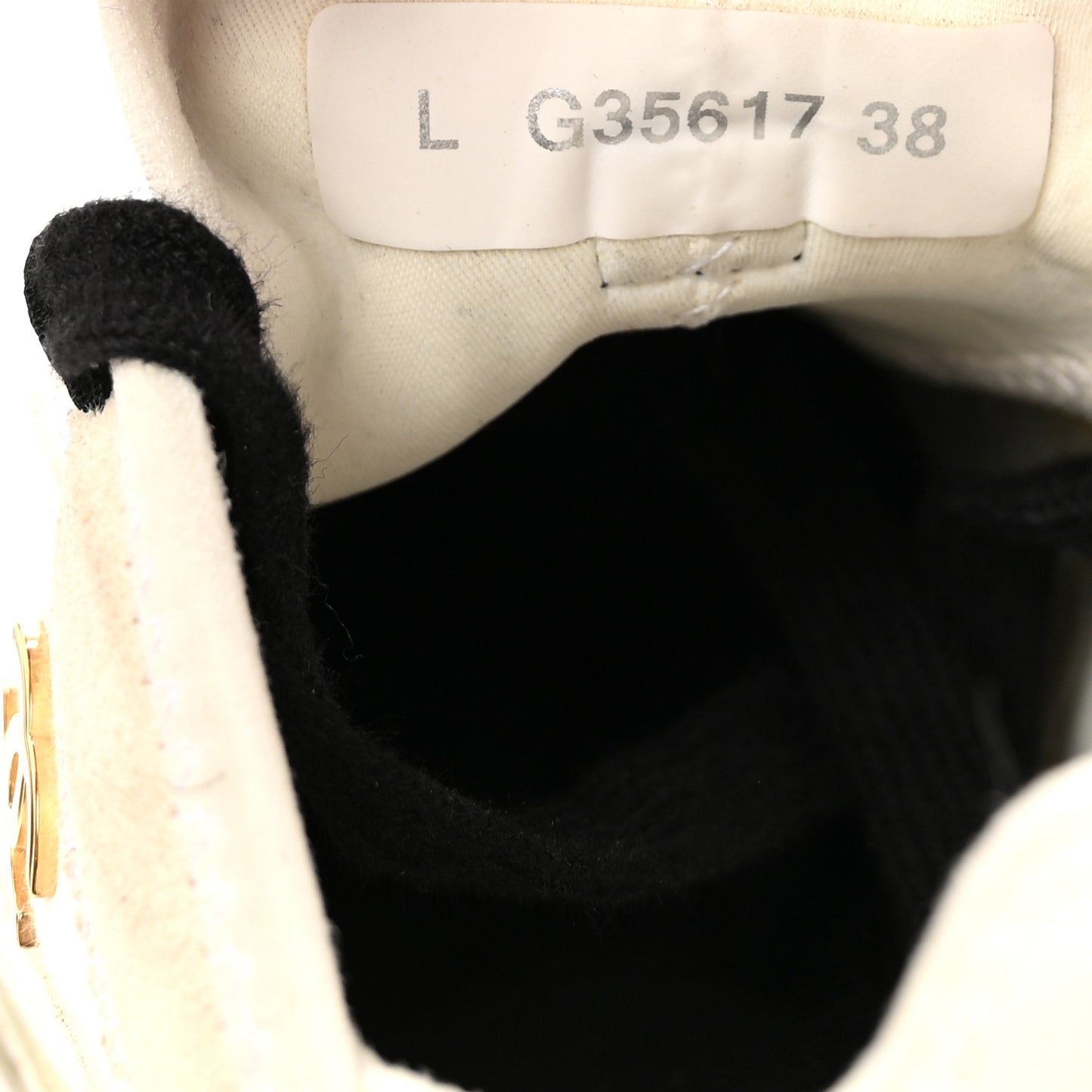 Velvet Calfskin Mixed Fibers CC Sneakers 38 Ivory Black