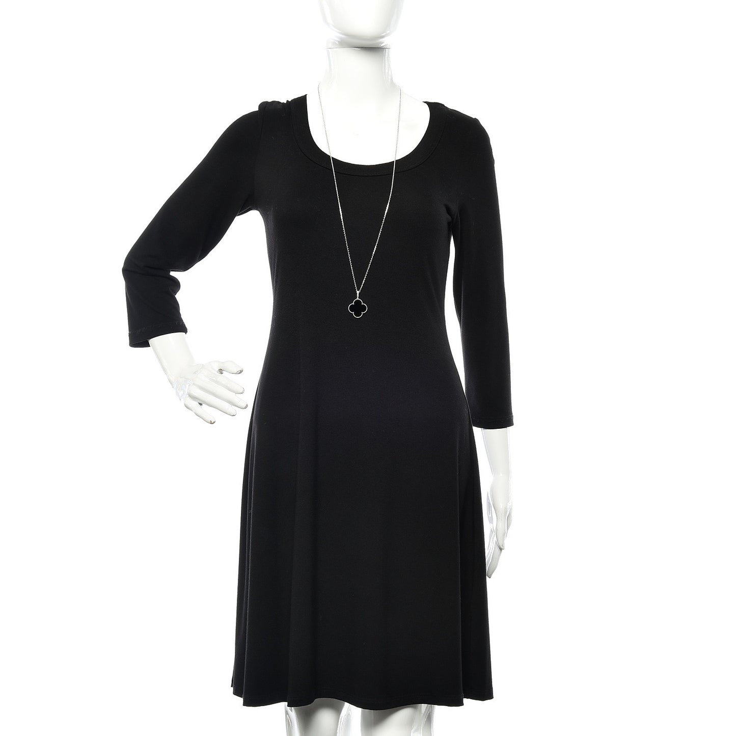 18K White Gold Black Onyx Magic Alhambra Pendant Necklace