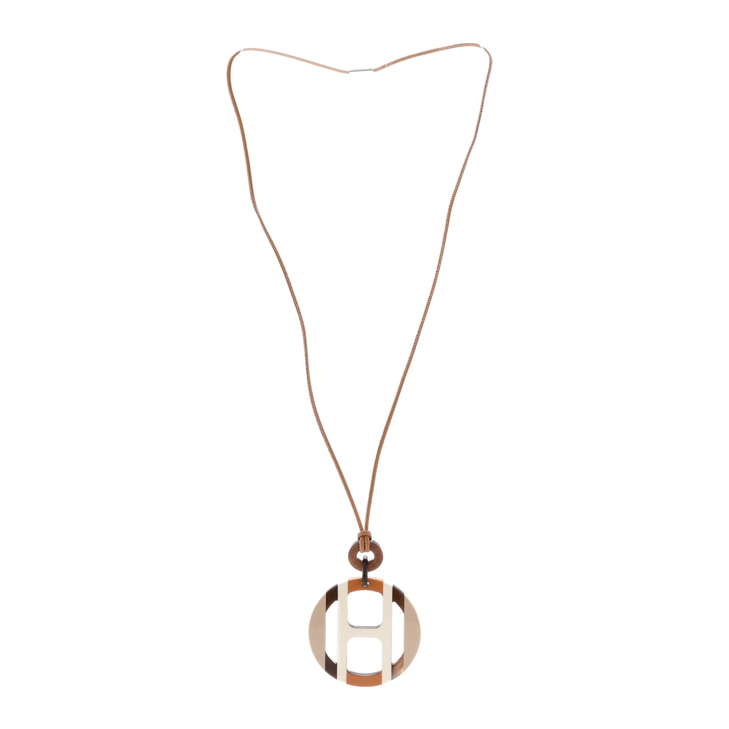 Buffalo Horn Lacquer H Equipe Pendant Necklace Sable