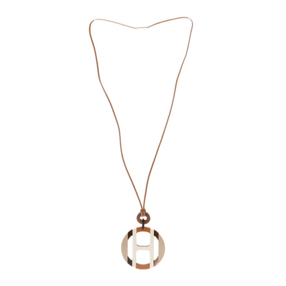 Hermes Buffalo Horn Lacquer H Equipe Pendant Necklace Sable 3 of 6