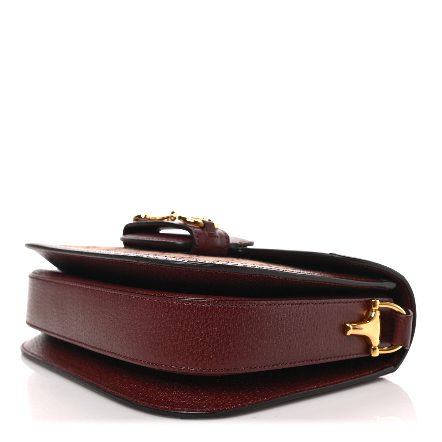 Gucci Monogram Textured Dollar Calfskin Horsebit 1955 Shoulder Bag Sahara Rubino Chardonnay 9 of 9