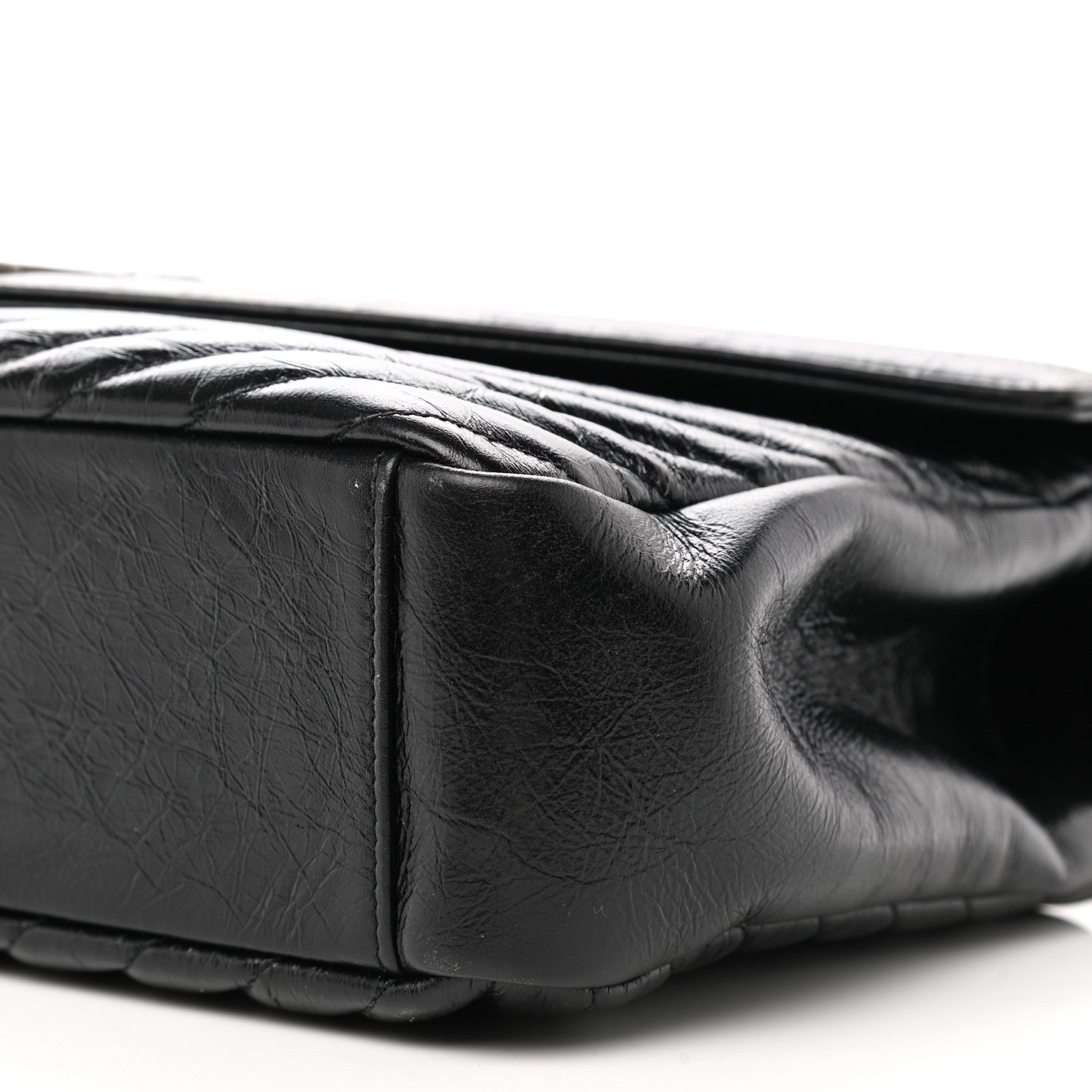Saint Laurent Cracked Shiny Calfskin Matelasse Chevron Monogram Large College Satchel Black 9 of 9