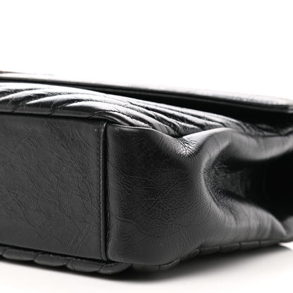 Saint Laurent Cracked Shiny Calfskin Matelasse Chevron Monogram Large College Satchel Black 9 of 9