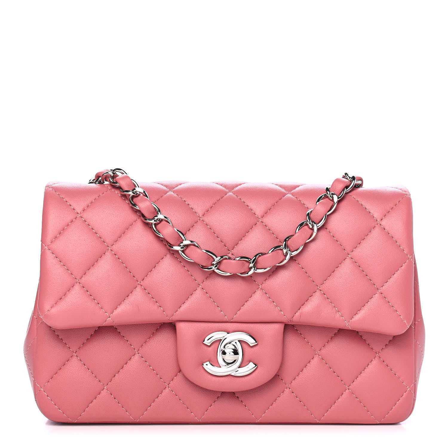 Chanel Lambskin Quilted Mini Rectangular Flap Pink 1 of 4