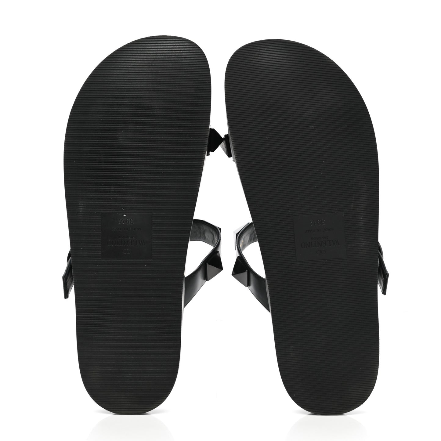 Calfskin Roman Stud Slide Sandals 39.5 Black