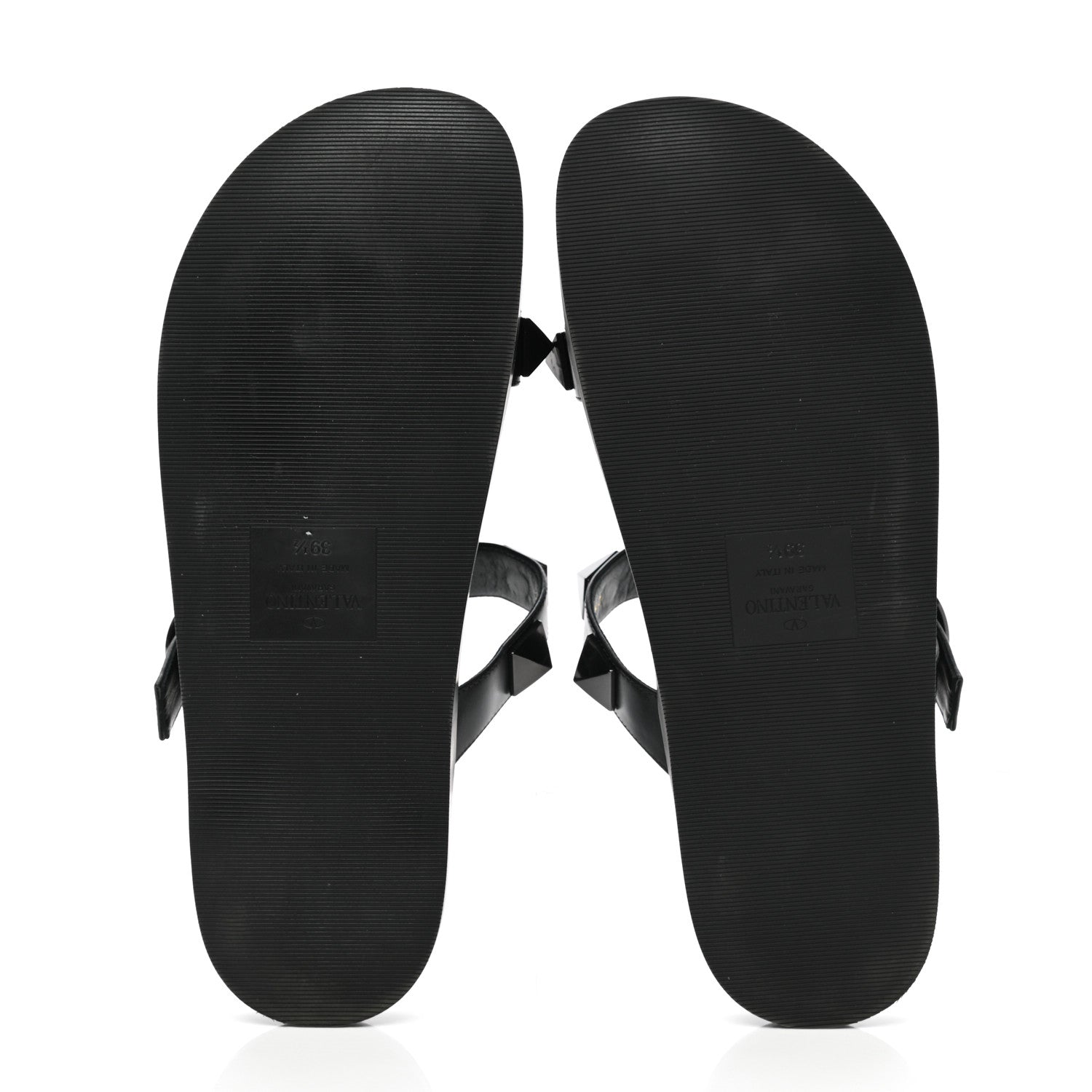 Valentino Garavani Calfskin Roman Stud Slide Sandals 39.5 Black 5 of 10