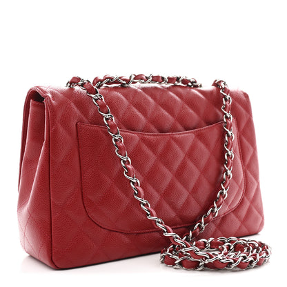 Chanel Caviar Quilted Jumbo Single Flap Red 3 of 11