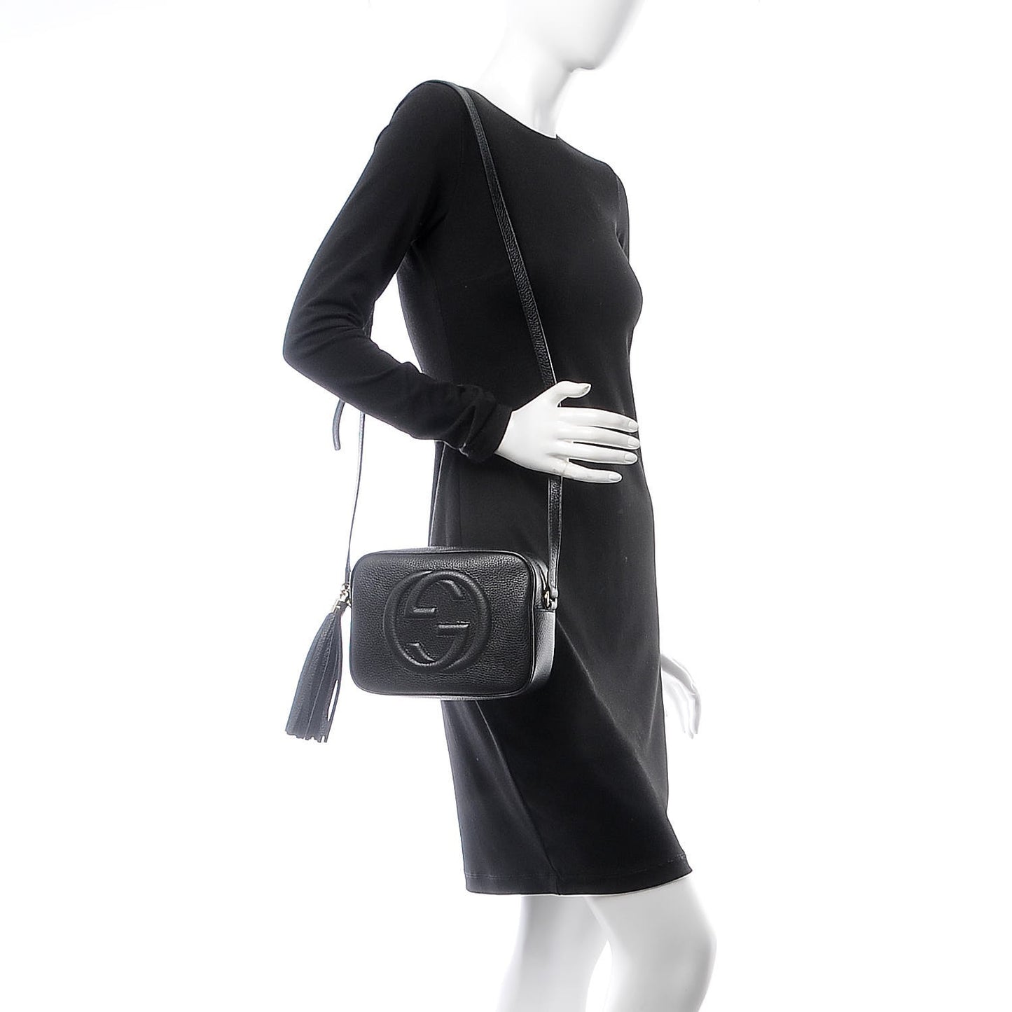 Pebbled Calfskin Small Soho Disco Bag Black