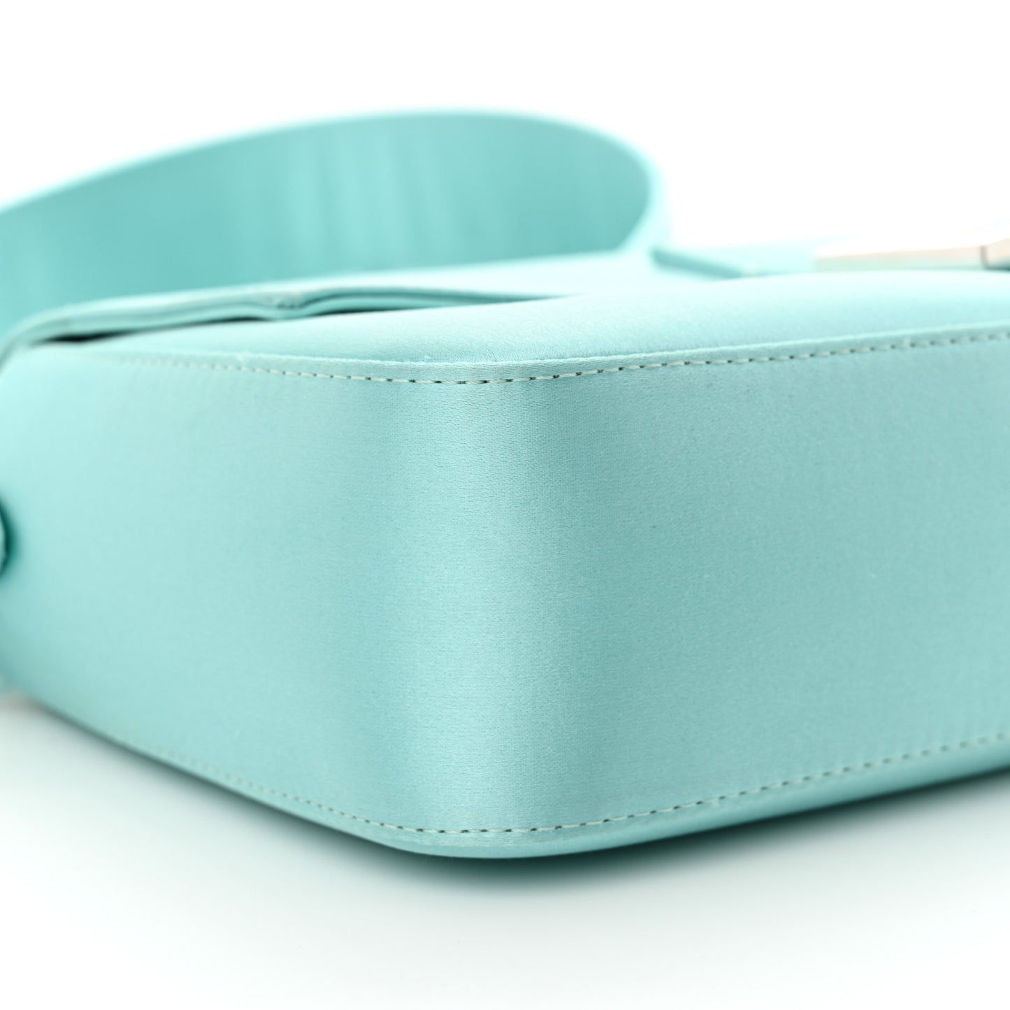 X TIFFANY Satin Nappa Silver Baguette Blue Tiffany Silver
