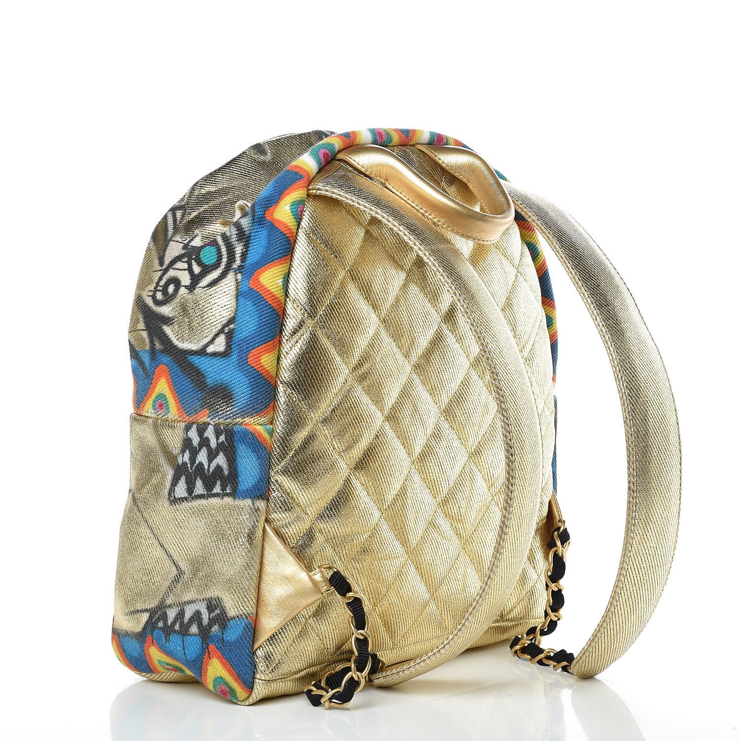 Graffiti Printed Canvas Street Spirit Backpack Multicolor